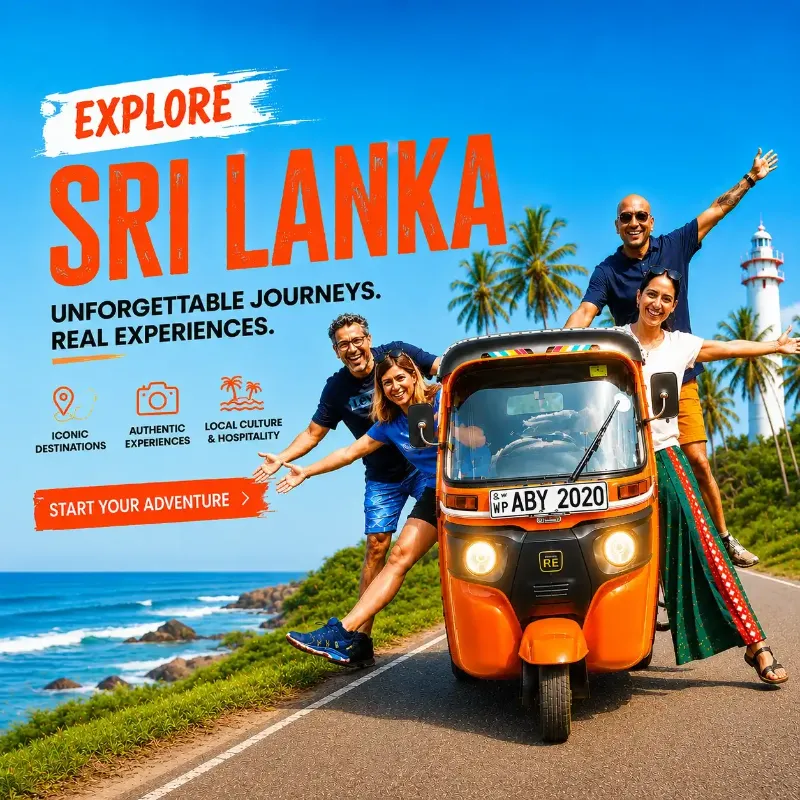 Self-drive tuk tuks parked outside Tuk Tuk Rental Negombo in Negombo, Sri Lanka