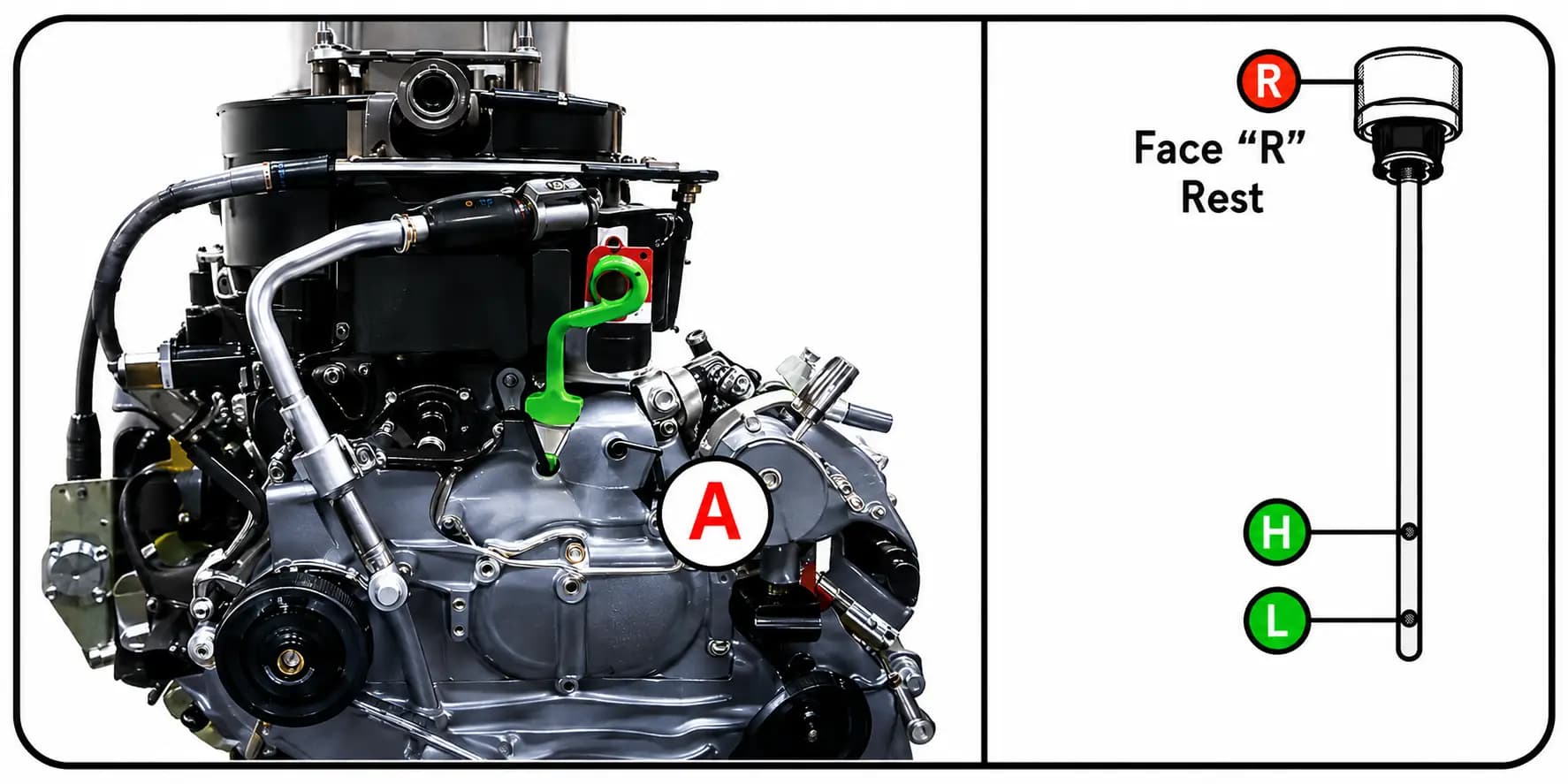 Engine oil dipstick check — H and L marks
