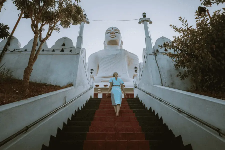 Bahirawakanda Buddha statue viewpoint overlooking Kandy city and lake, Sri Lanka