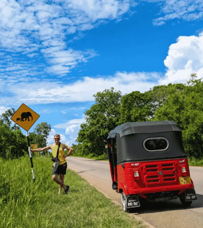 Driving to Arugam Bay by tuk tuk along Sri Lanka's east coast