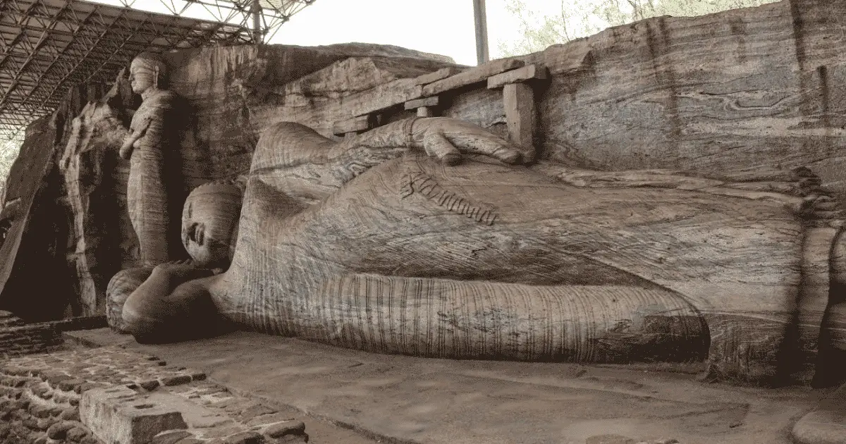 Gal Vihara rock-carved Buddha statues in Polonnaruwa, 12th century Sri Lanka
