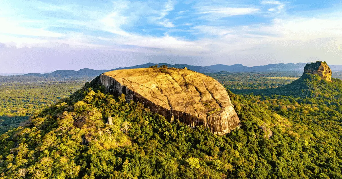Sunrise view from Pidurangala Rock looking toward Sigiriya, Sri Lanka