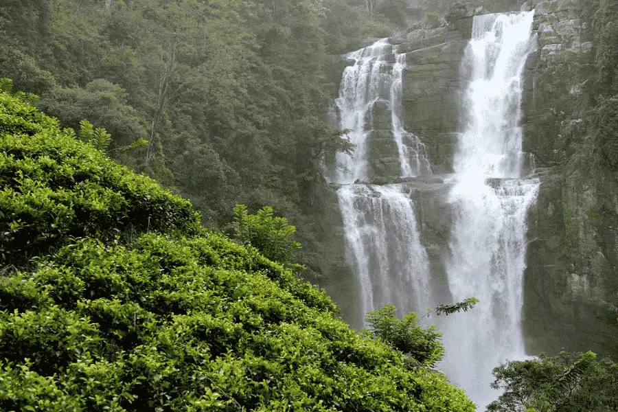Ramboda Falls — one of Sri Lanka's tallest waterfalls along the Kandy to Nuwara Eliya mountain road