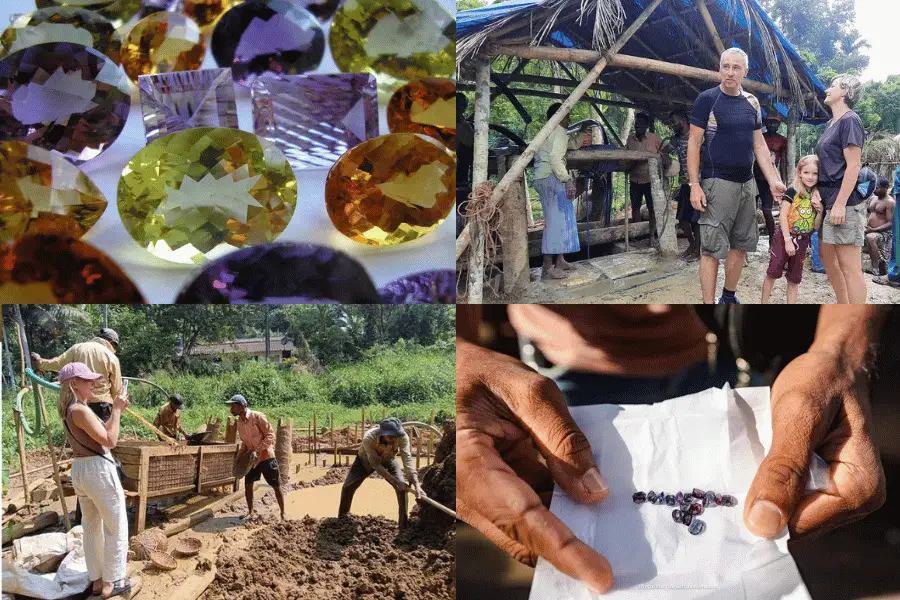 Ratnapura gem city Sri Lanka — sapphires, gem mines and wet-zone rainforest landscapes