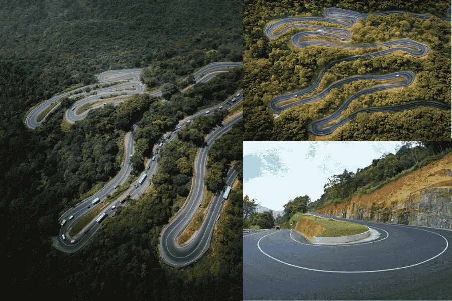 18 Bend Road winding through forests and mountain hillsides toward Mahiyanganaya, Sri Lanka