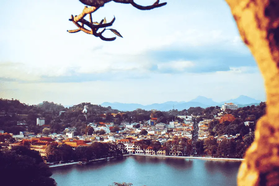 Kandy city streets and colonial architecture in Sri Lanka