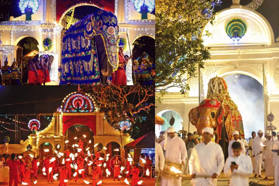 Kataragama Esala Festival in southeastern Sri Lanka — multi-religious pilgrimage festival with fire-walking ceremonies and processions