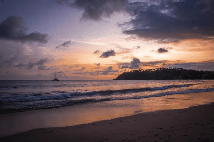 Mirissa beach at sunset, south coast Sri Lanka