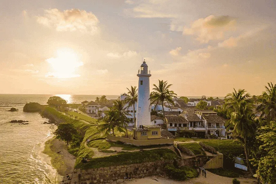 Galle Fort colonial architecture and Unawatuna bay, south coast Sri Lanka
