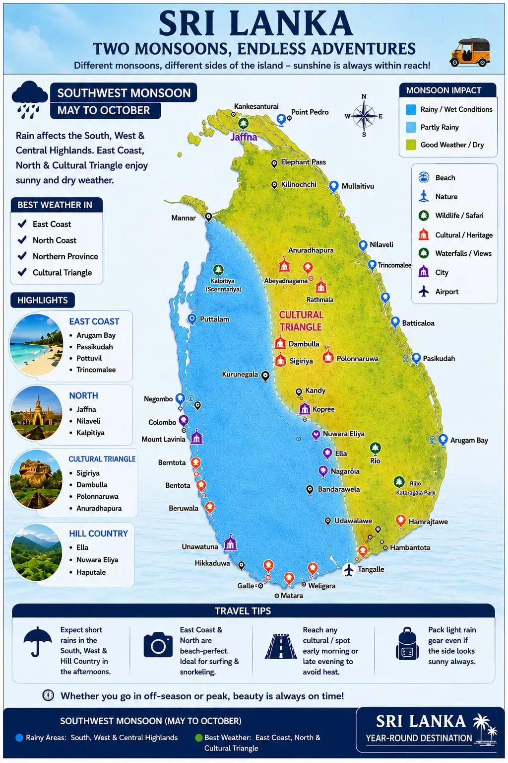 Southwest monsoon weather map, Sri Lanka